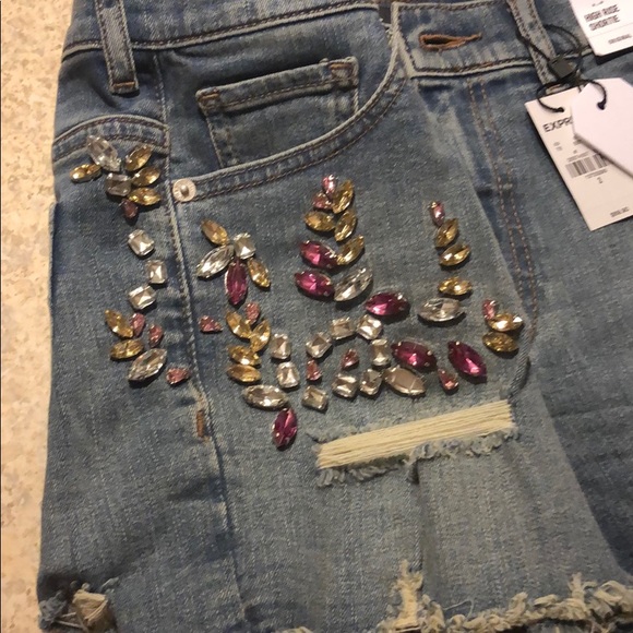 Express jewel studded high rise shorts - Picture 2 of 4